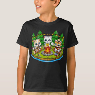 T-shirt Camping Chats Kawaii