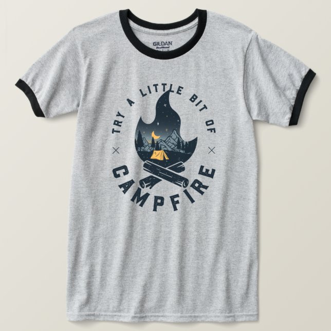 T-shirt Camping cool Camper Feu de Campement Sous Les Mont (Design devant)