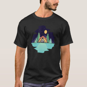T-shirt Camping De Nuit En Famille Scène De Réunion À L'In