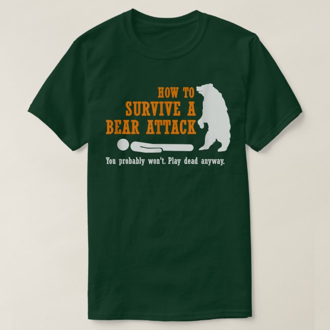 T-shirt Camping drôle - Comment survivre à une attaque d'o (Design devant)