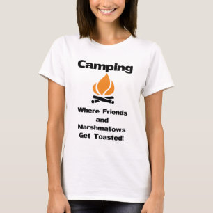 T-shirt Camping drôle indiquant avec des guimauves et des