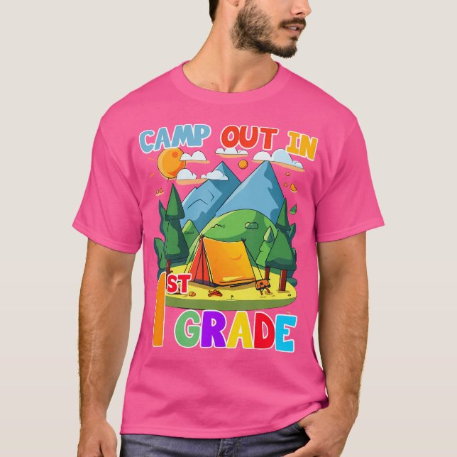 T-shirt Camping En 1Ème Année Retour À L'École Cadeau Pour (Devant)