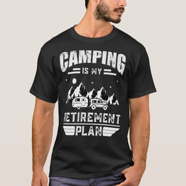 T-shirt Camping est mon plan de retraite Vinta camping été (Devant)