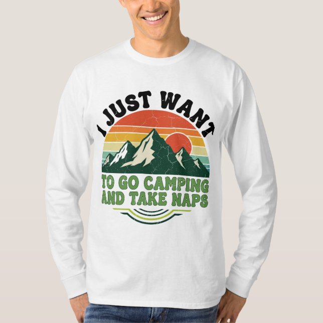 T-shirt Camping et Naps Retro Mountain Design (Devant)