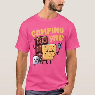 T-shirt Camping Famille Squad Drôle Chocolat Marshmallow S