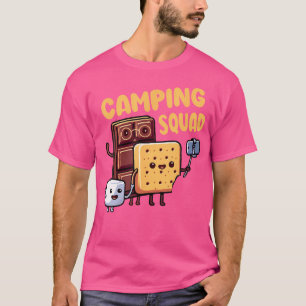 T-shirt Camping Famille Squad Drôle Chocolat Marshmallow S