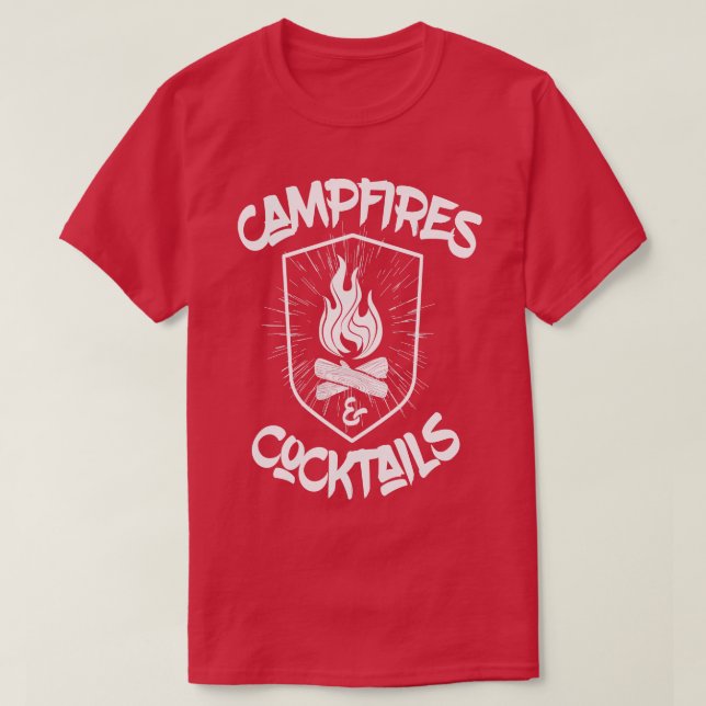T-shirt Camping Feux de camping et cocktails 6 (Design devant)