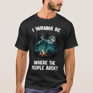 T-shirt Camping Forest Man by Fire Backpacker Tente nature