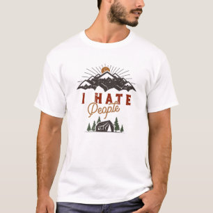 T-shirt Camping Funny Je Déteste Les Gens Retro Graphic Hi