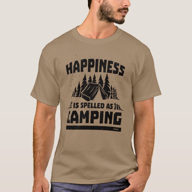 T-shirt Camping happiness satisfaction funny saying retro (Devant)