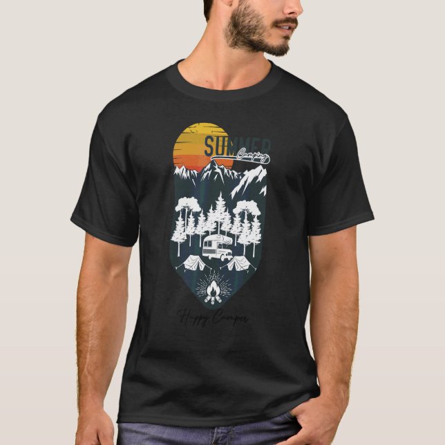 T-shirt Camping Hommes Femmes Rétro les années 70 80s 90s (Devant)