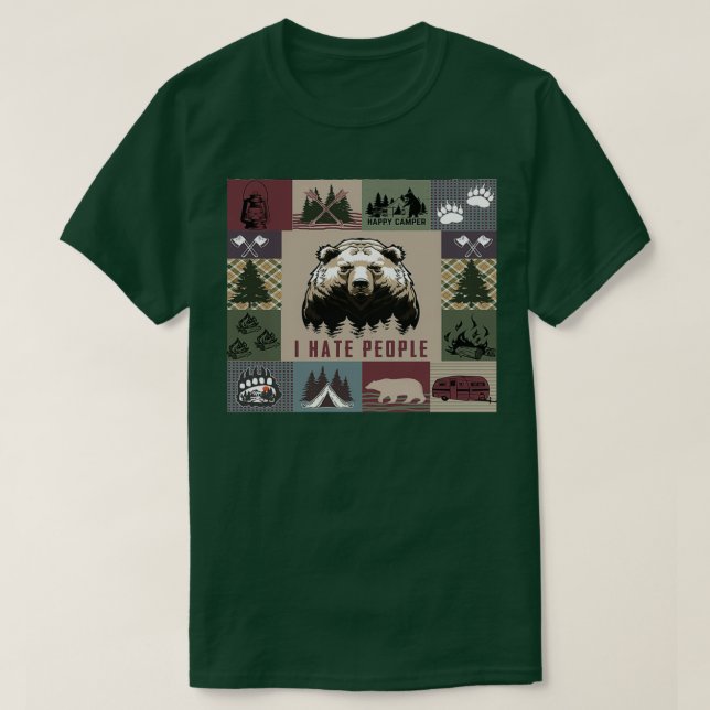 T-shirt Camping Je déteste les gens (Design devant)
