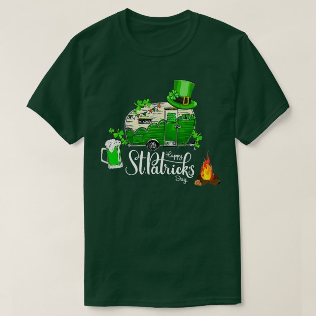 T-shirt Camping Jour de la Saint Patrick de bière Shamrock (Design devant)