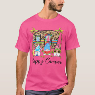T-shirt Camping Leopard Rv Gnome Camper Happy Summer Campi