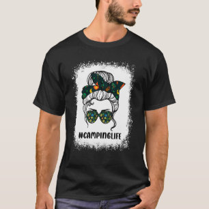 T-shirt Camping Life Messy Bun Cheveux Fête des Mères 2022