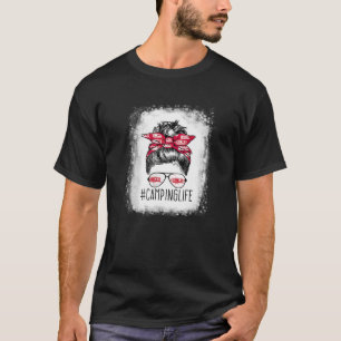 T-shirt Camping Life Messy Bun Cheveux Fête des Mères RV C