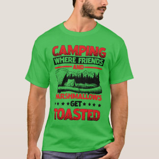 T-shirt Camping Où les Amis et les Marshmallowsrôti