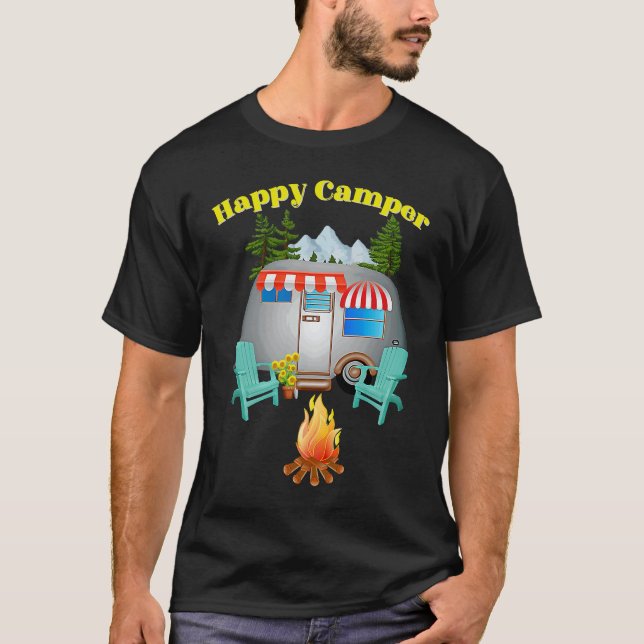 T-shirt Camping Outdoor National Park Happy Forest Camper  (Devant)