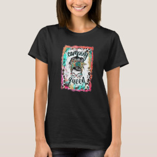 T-shirt Camping Queen Messy Bun Tie Dye Happy Camper Funny