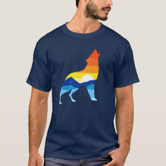 T-shirt Camping Randonnée Rétro Montagnes Outrs Camp Loup