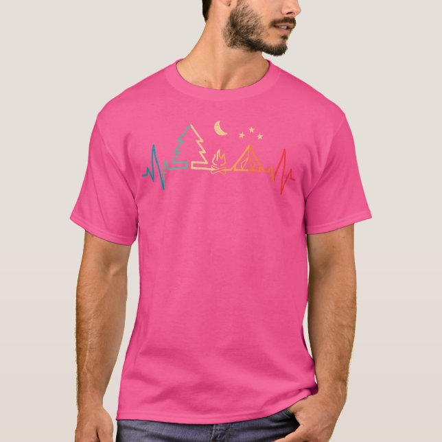 T-shirt Camping Retro Plein Air Heartbeat Nature Camper Hi (Devant)