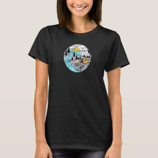 T-shirt Camping Rivière Océan Sunset Nature Arbres Faune V