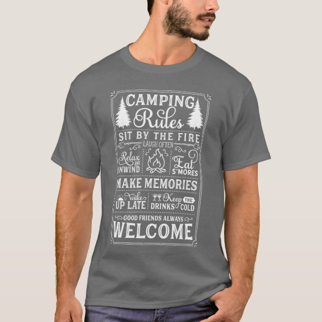 T-shirt Camping Rules Camping Lover Campfire Adventure gif (Devant)