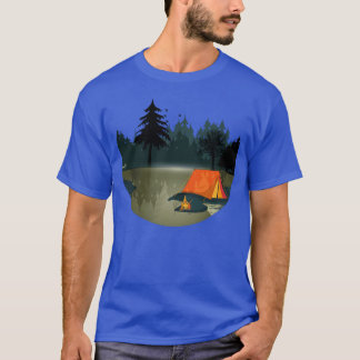 T-shirt camping sauvage et romantique avec feu de camp drô