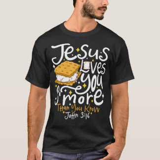 T-shirt Camping Smore Jesus Loves You John Bible Verse Chr