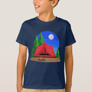 T-shirt Camping sous une Pleine lune Tee pour enfants