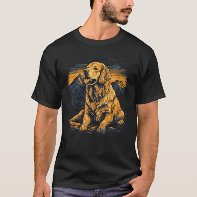 T-shirt Camping Theme Golden Retriever (Devant)