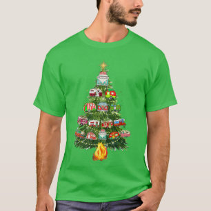 T-shirt Camping Trailer Christmas Tree Camper RV X