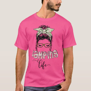 T-shirt Camping Vie Femme Bandana Empreinte de léopard Lun
