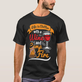 T-shirt Camping Vie Vin Camping Camp extérieur