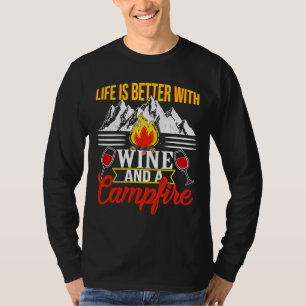 T-shirt Camping Vins Vins Meilleure Vie Avec Vin