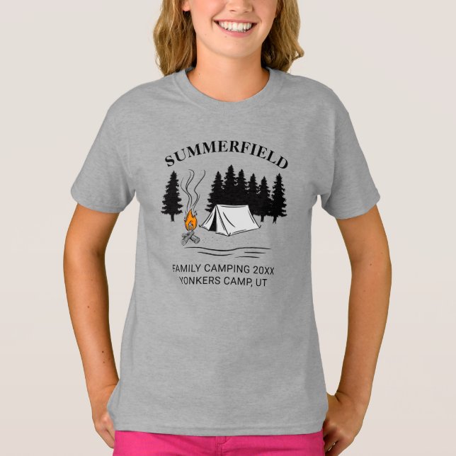T-shirt Camping Voyage Camping Famille Réunion sur mesure (Devant)