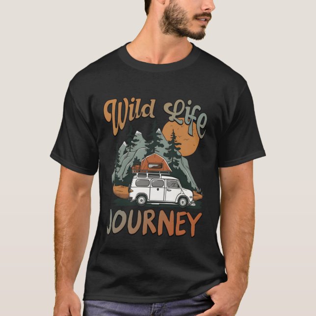 T-shirt Camping Wild Life Journey retro (Devant)