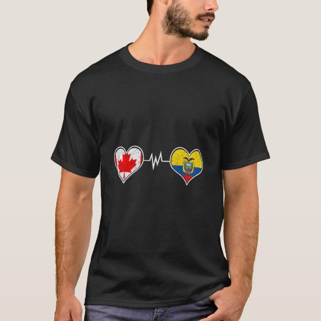 T-shirt Canada Canada Equateur Equatorien Drapeau d'Adn Mi (Devant)