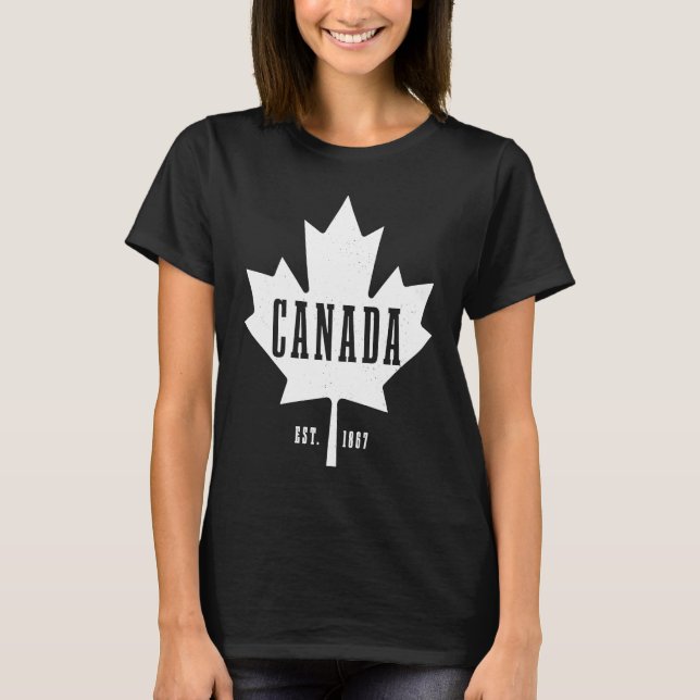 T-shirt Canada Est 1867 Drapeau Canadien Feuille d'Érable  (Devant)