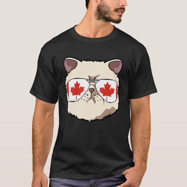 T-shirt Canada Flag Canadian Exotic Shorthaire Cat Sunglas (Devant)