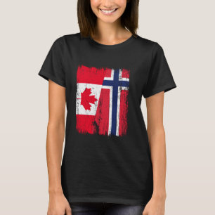 T-shirt Canada Norvège Demi Drapeau Canadien Norvégien Asc