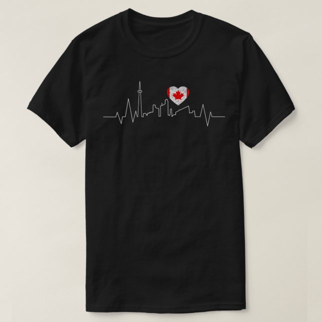 T-shirt Canada Toronto Skyline Heartbeat drapeau canadien  (Design devant)