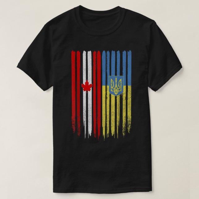 T-shirt Canada Ukraine Drapeau canadien ukrainien (Design devant)