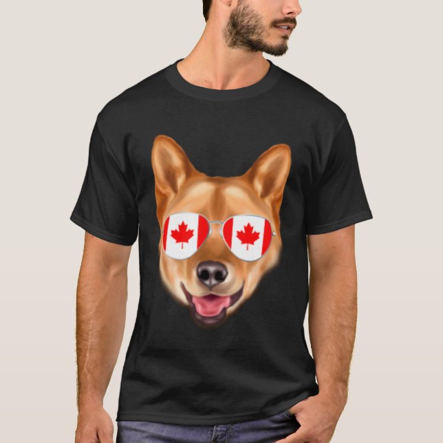 T-shirt Canadian Flag Finnish Spitz Dog Canada Pocket (Devant)
