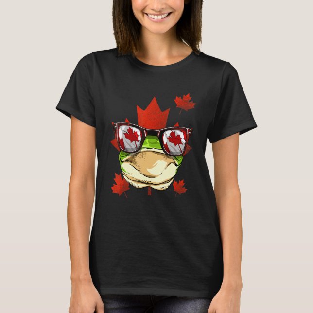 T-shirt Canadian Frog Maple Tree Leaf Canada Flag Animal F (Devant)