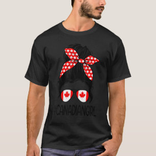 T-shirt Canadian Girl Messy Bun Drapeau Canada Girl Roots