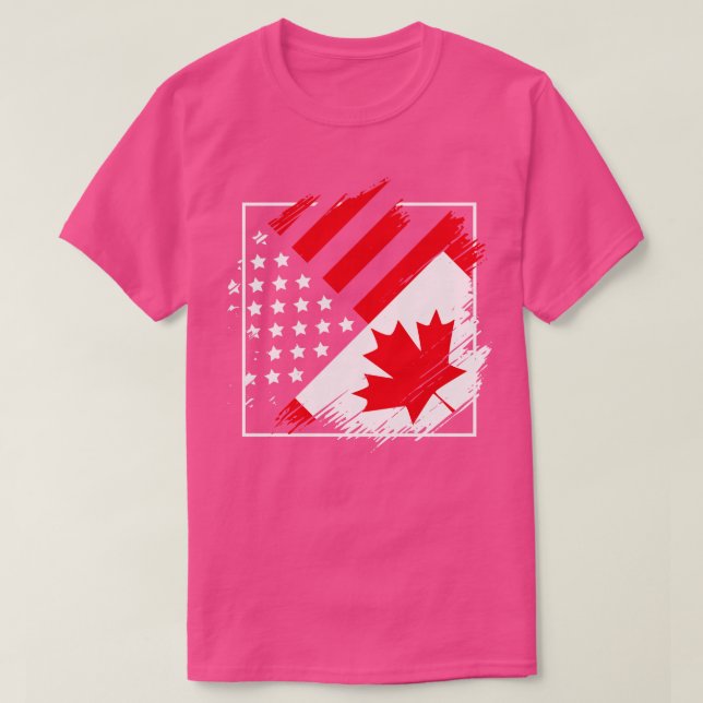 T-shirt Canadian Maple Leaf America Flag Friendship Canada (Design devant)