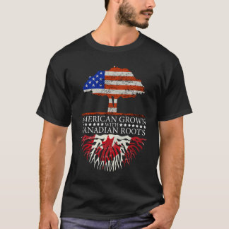 T-shirt Canadian Roots American Grotte Tree Flag États-Uni