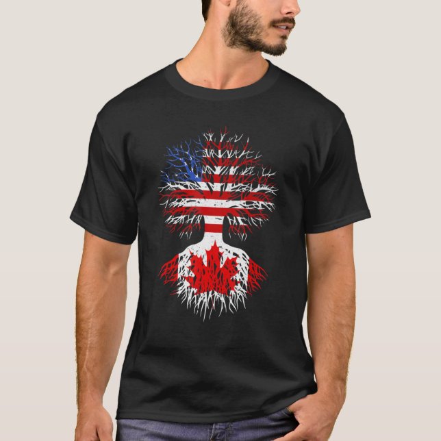 T-shirt Canadian Roots American Grown Canada Drapeau Homme (Devant)