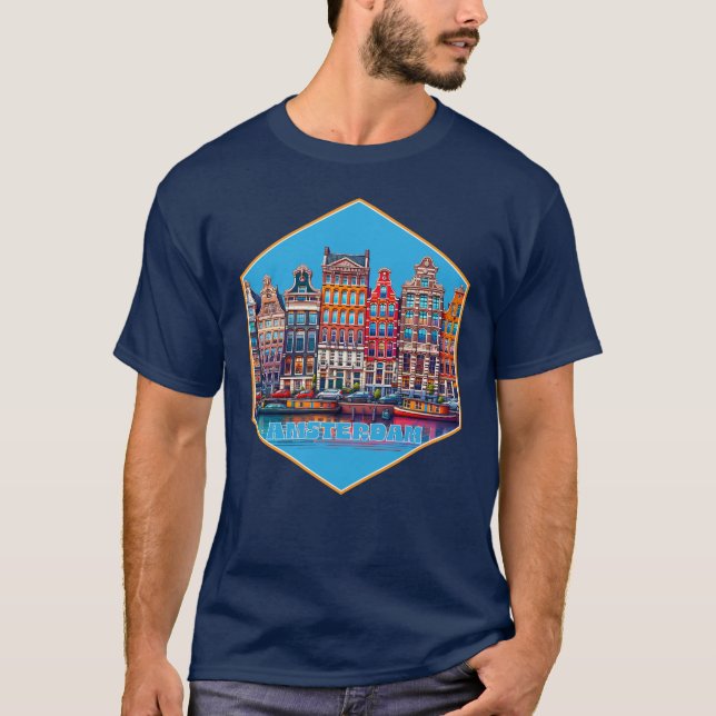 T-shirt Canal Amsterdam Pays-Bas Europe (Devant)